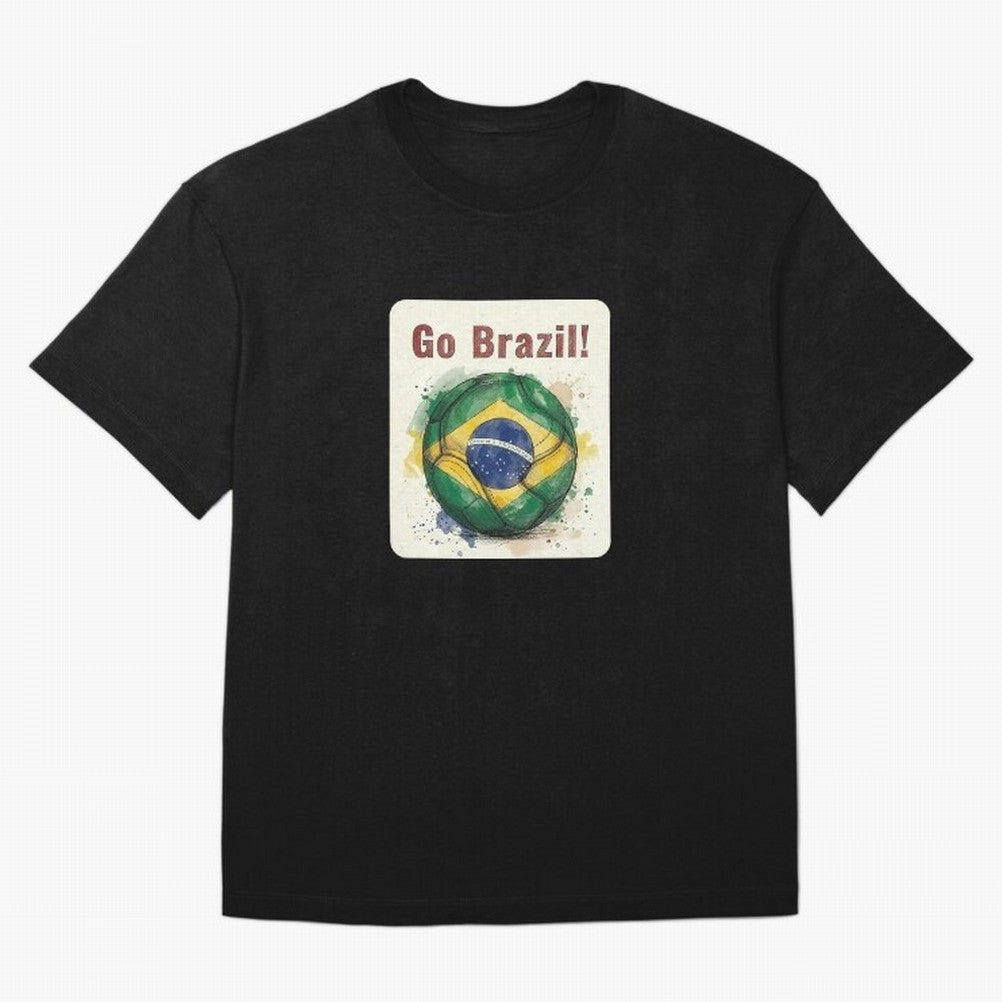 Go Brazil Soccer Ball Flag | Brazilian Football Fan Graphic Tee Classic T-Shirt Mark FIFA World Cup 2026 USA Canada Mexico Celebrating Mbappe and Neymar, England, France and Netherlands Energy, Sports Nostalgia, International Competition, Famous