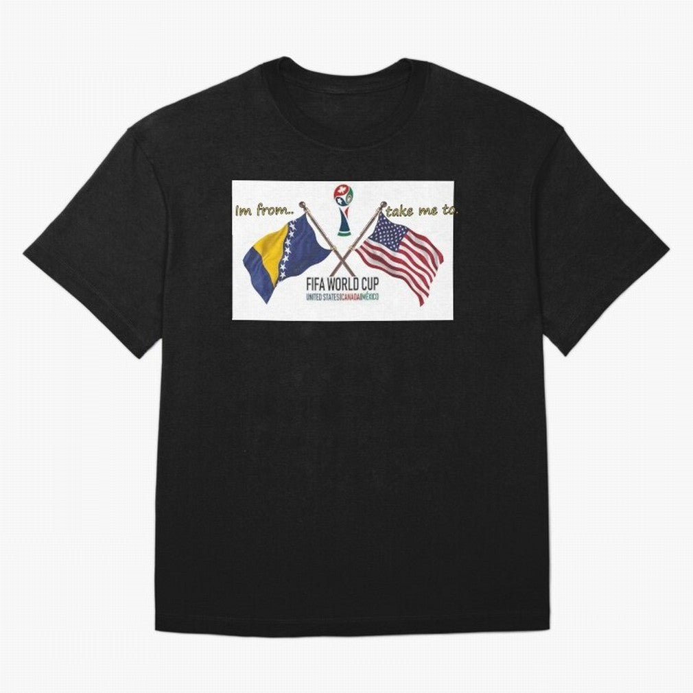 Bosnia and Herzegovina Classic T-Shirt Keep the Match Day Mood of Global Football Passion for FIFA World Cup 2026 USA Canada Mexico, Capturing Messi, Neymar and Mbappe, France and Portugal, Championship Spirit, Famous Goals, Roaring Crowds and