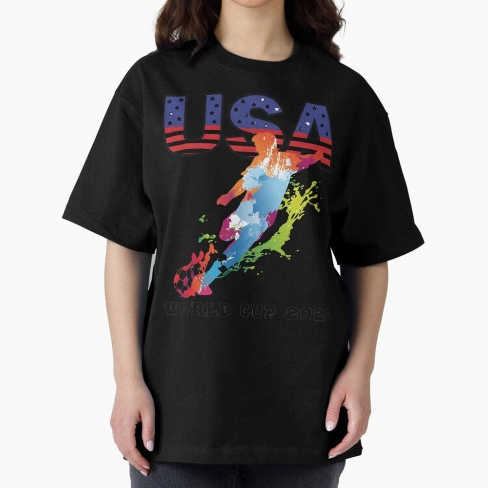 USA CAN MEX 26 Football Shirt | Color Splash International Fan Tee Classic T-Shirt Bring Home FIFA World Cup 2026 Group Stage for Fans of Mbappe and Neymar and Spain and Netherlands, Bringing Stadium Memories, Football Loyalty, International Chants
