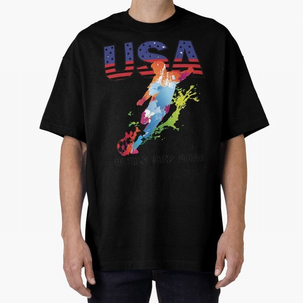 USA CAN MEX 26 Football Shirt | Color Splash International Fan Tee Classic T-Shirt Bring Home FIFA World Cup 2026 Group Stage for Fans of Mbappe and Neymar and Spain and Netherlands, Bringing Stadium Memories, Football Loyalty, International Chants