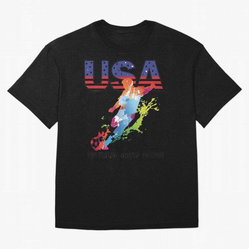USA CAN MEX 26 Football Shirt | Color Splash International Fan Tee Classic T-Shirt Bring Home FIFA World Cup 2026 Group Stage for Fans of Mbappe and Neymar and Spain and Netherlands, Bringing Stadium Memories, Football Loyalty, International Chants