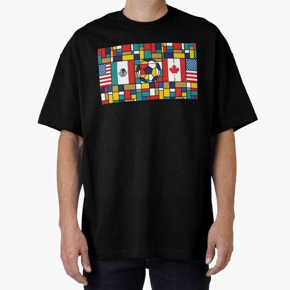 Spectacular World Cup Stadiums | Soccer Flags Mexico Canada USA Geometry Classic T-Shirt Follow the Road to FIFA World Cup 2026 USA Canada Mexico Spirit, with Brazil, Mbappe, Football Passion, Legendary Performances, Festival Vibes and Supporter