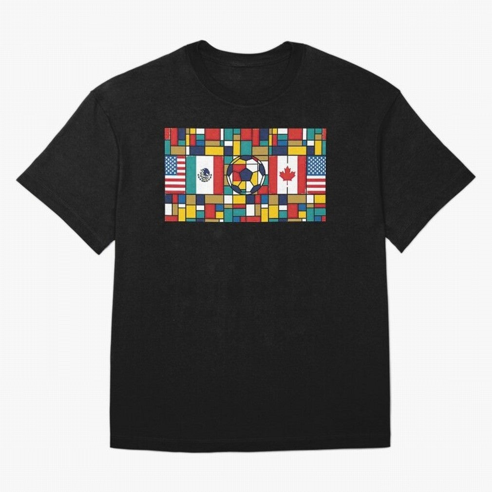 Spectacular World Cup Stadiums | Soccer Flags Mexico Canada USA Geometry Classic T-Shirt Follow the Road to FIFA World Cup 2026 USA Canada Mexico Spirit, with Brazil, Mbappe, Football Passion, Legendary Performances, Festival Vibes and Supporter