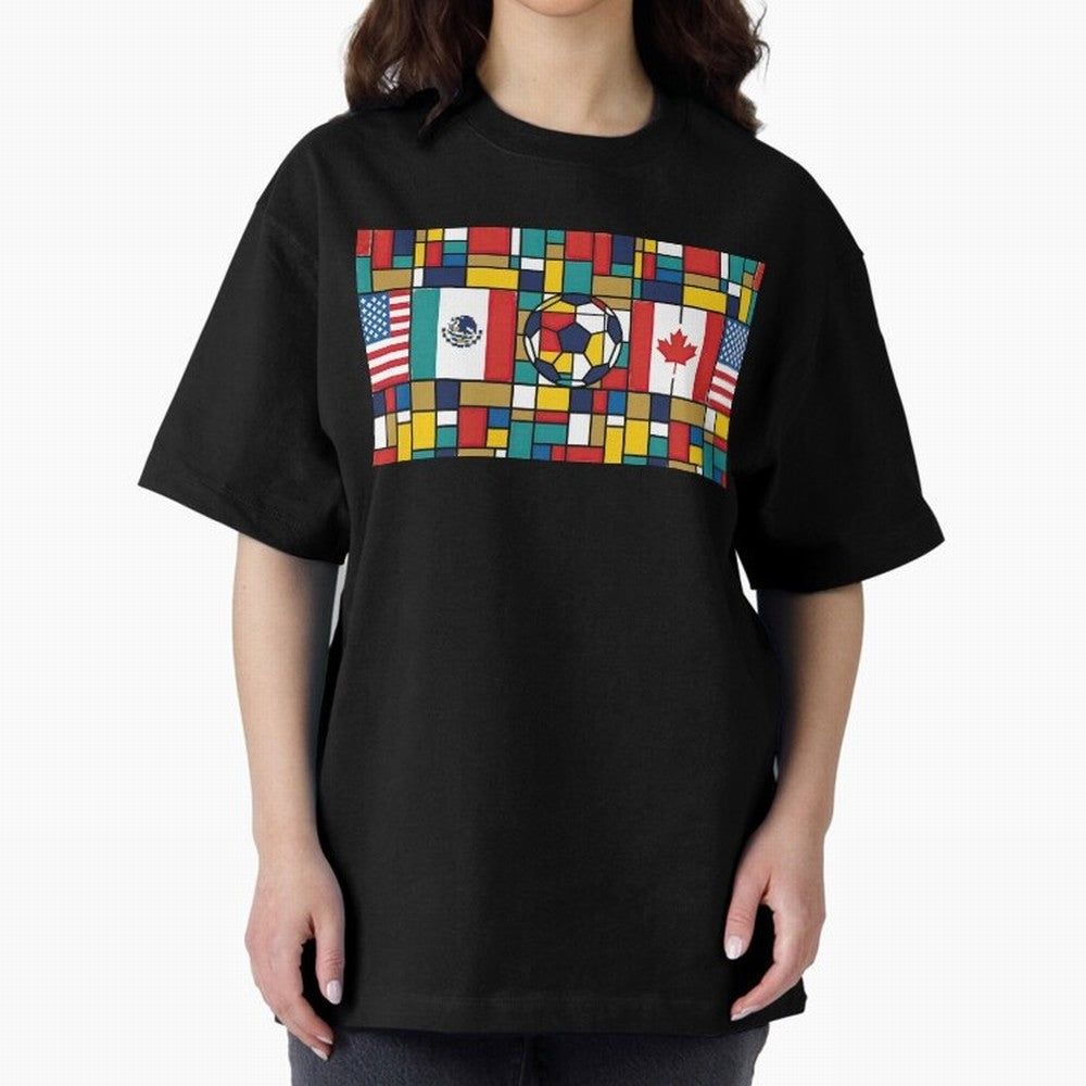 Spectacular World Cup Stadiums | Soccer Flags Mexico Canada USA Geometry Classic T-Shirt Follow the Road to FIFA World Cup 2026 USA Canada Mexico Spirit, with Brazil, Mbappe, Football Passion, Legendary Performances, Festival Vibes and Supporter
