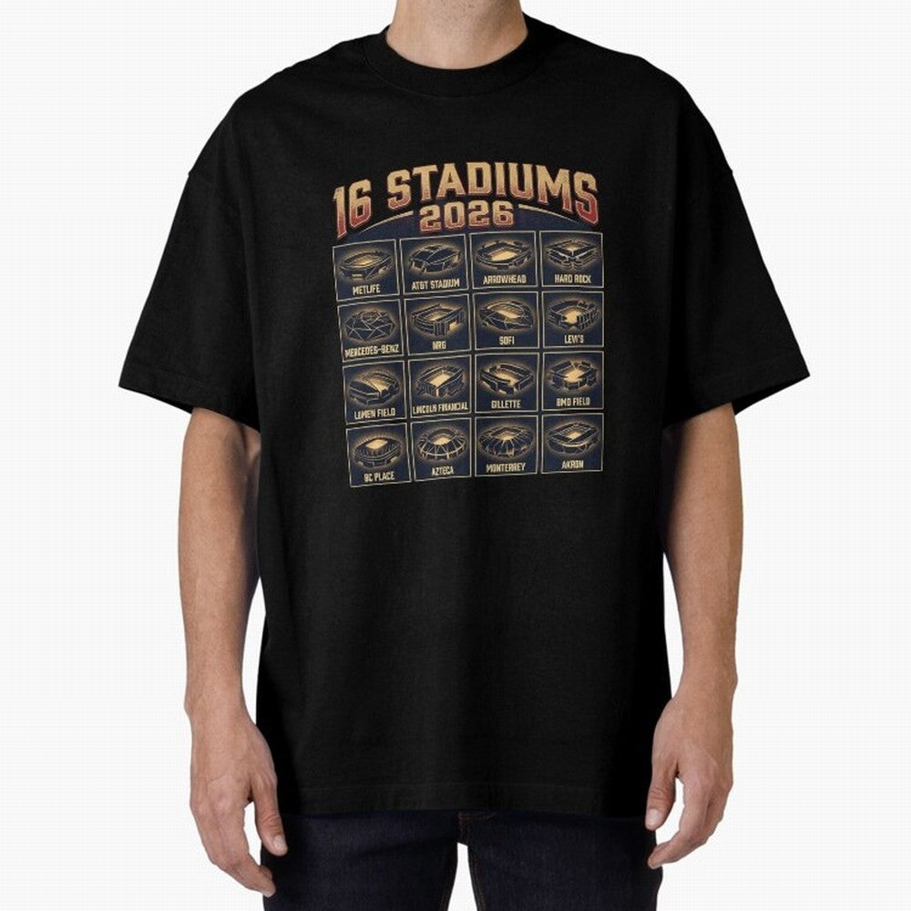 Sixteen Stadiums for 2026 World Cup Classic T-Shirt Discover Global Football Passion for FIFA World Cup 2026 Group Stage, Celebrating CR7, England, Game Day Rituals, Football Legends, Country Pride and the Road to the Final; Ideal for Football