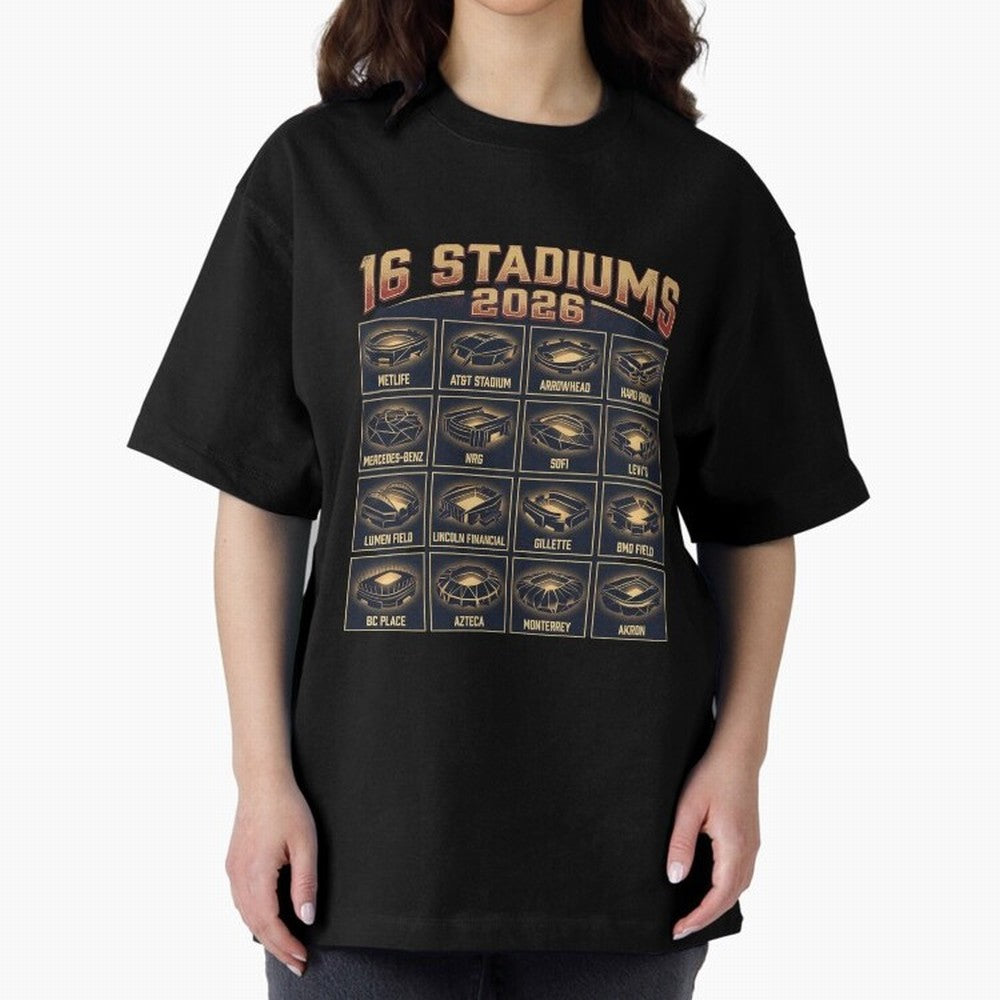 Sixteen Stadiums for 2026 World Cup Classic T-Shirt Discover Global Football Passion for FIFA World Cup 2026 Group Stage, Celebrating CR7, England, Game Day Rituals, Football Legends, Country Pride and the Road to the Final; Ideal for Football