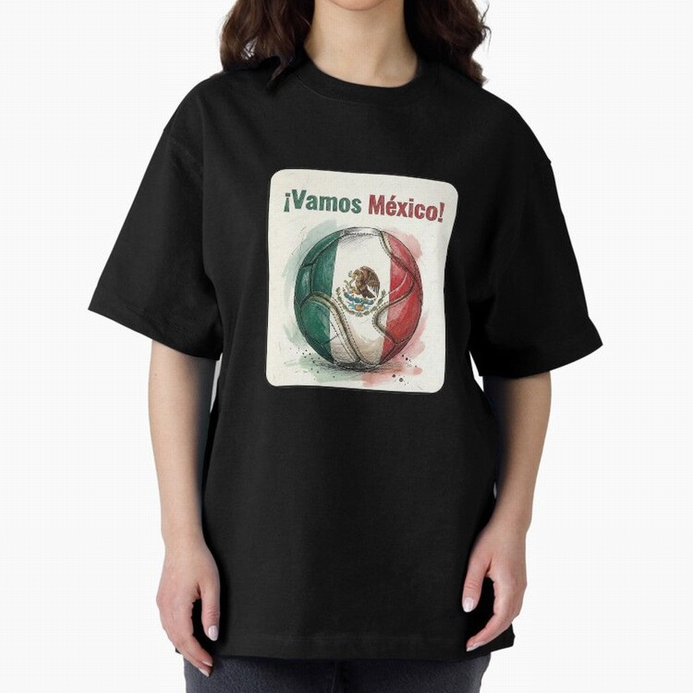 Vamos Mexico Soccer Ball Flag | Mexican Football Fan Graphic Tee Classic T-Shirt Feel International Energy from the FIFA World Cup 2026 Journey through Messi, Neymar and Mbappe Highlights, France Pride, Goal Celebration Energy, Supporter Heritage,