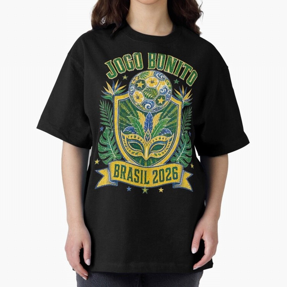 Jogo Bonito Brasil 2026 World Cup Soccer T-Shirt Classic T-Shirt Fuel Your Fan Pride for FIFA World Cup 2026 Group Stage for Fans of Haaland and Brazil, Bringing Global Supporter Spirit, Legendary Goals, National Colors and Tournament Celebration;