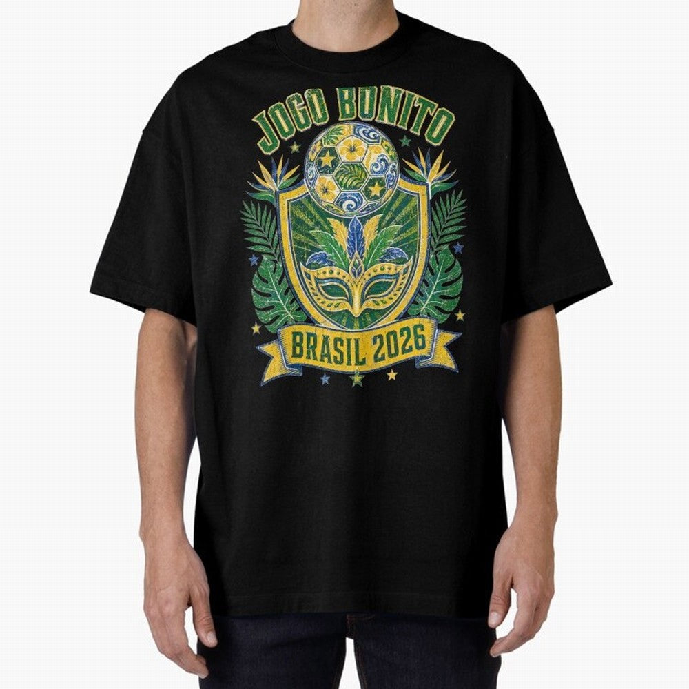 Jogo Bonito Brasil 2026 World Cup Soccer T-Shirt Classic T-Shirt Fuel Your Fan Pride for FIFA World Cup 2026 Group Stage for Fans of Haaland and Brazil, Bringing Global Supporter Spirit, Legendary Goals, National Colors and Tournament Celebration;