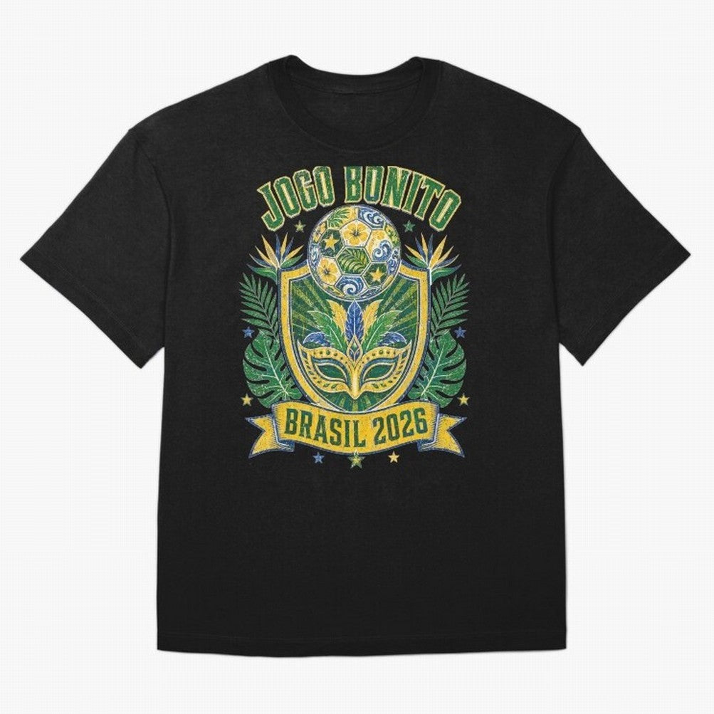 Jogo Bonito Brasil 2026 World Cup Soccer T-Shirt Classic T-Shirt Fuel Your Fan Pride for FIFA World Cup 2026 Group Stage for Fans of Haaland and Brazil, Bringing Global Supporter Spirit, Legendary Goals, National Colors and Tournament Celebration;