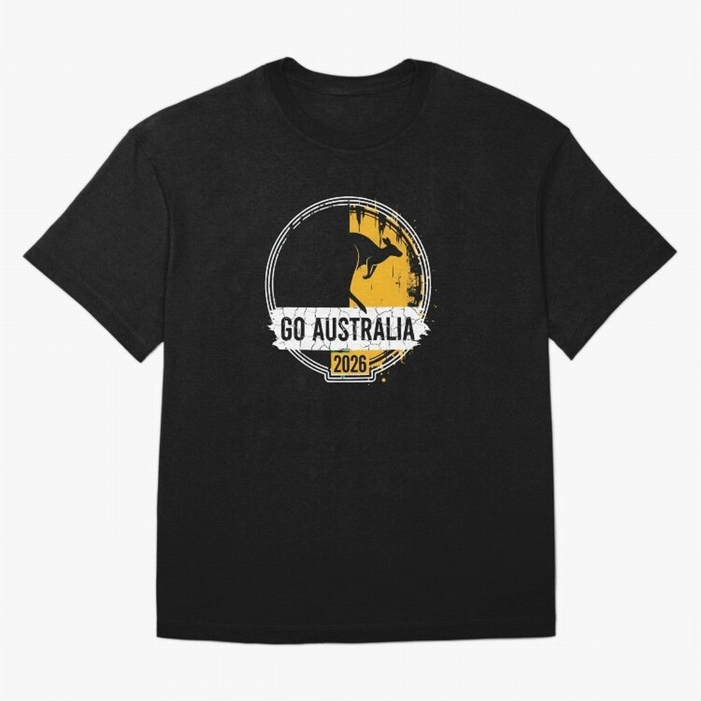 Golden Green Kangaroo Emblem Go Australia 2026 Supporter Design T-Shirt_83662099 Classic T-Shirt Make Every Match About the FIFA World Cup 2026 Group Stage Journey through Messi, CR7 and Mbappe Highlights, Portugal Pride, Supporter Pride, Iconic