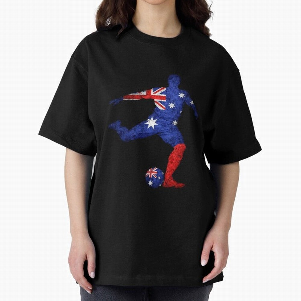 Australian Flag Silhouette Soccer World Cup Football Classic T-Shirt Live the Energy of Global Football Passion for FIFA World Cup 2026 USA Canada Mexico, Built around CR7, Germany, Champion Mindset, Group Stage Buzz, Knockout Tension and