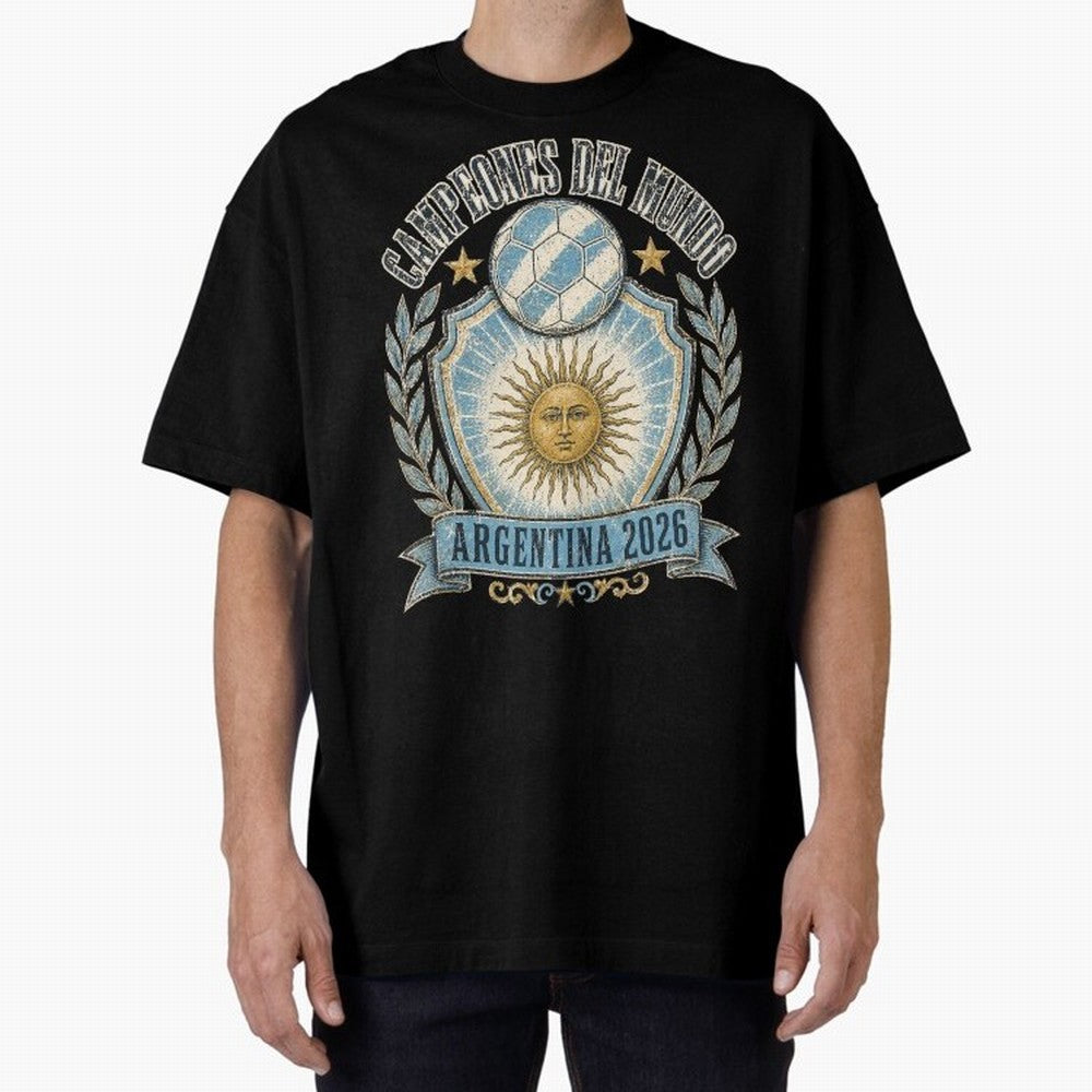 Campeones Del Mundo Argentina 2026 World Cup Soccer T-Shirt Classic T-Shirt Carry the Colors and Pride of FIFA World Cup 2026 Group Stage Featuring Neymar, Argentina, France and Brazil Energy, Football Passion, Legendary Performances, Festival