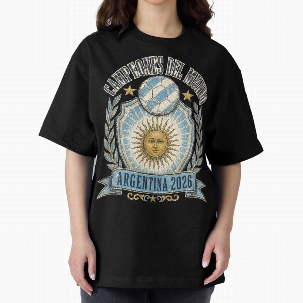 Campeones Del Mundo Argentina 2026 World Cup Soccer T-Shirt Classic T-Shirt Carry the Colors and Pride of FIFA World Cup 2026 Group Stage Featuring Neymar, Argentina, France and Brazil Energy, Football Passion, Legendary Performances, Festival