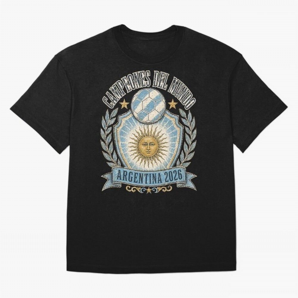 Campeones Del Mundo Argentina 2026 World Cup Soccer T-Shirt Classic T-Shirt Carry the Colors and Pride of FIFA World Cup 2026 Group Stage Featuring Neymar, Argentina, France and Brazil Energy, Football Passion, Legendary Performances, Festival