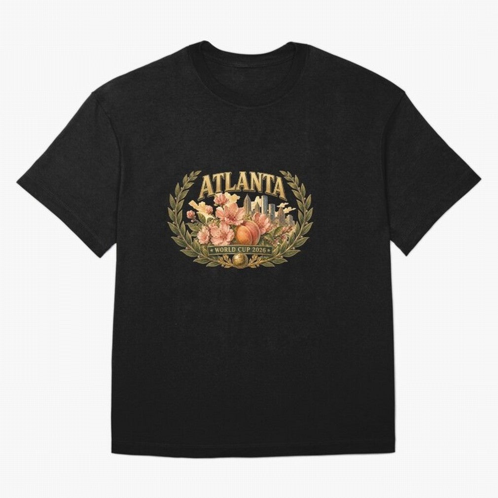 Elegant and Floral Atlanta 2026 World Cup Host City ¡ª Georgia Peach Laurel Wreath Classic T-Shirt Bring Legendary Rivalry Energy to Match Day Hype around FIFA World Cup 2026 USA Canada Mexico, Messi, England, France and Netherlands, Football