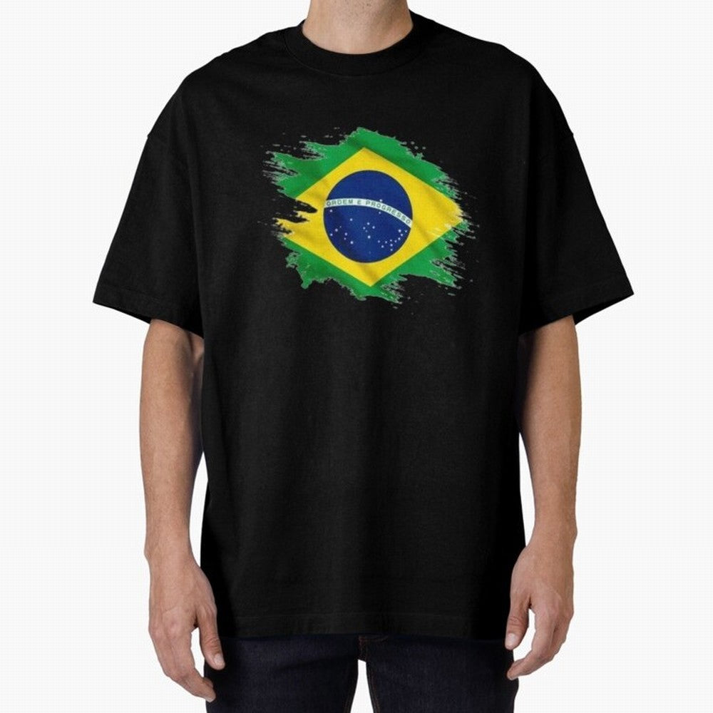 Brazil Flag Artistic Brush Stroke - Modern Flag Design T-Shirt Classic T-Shirt Make Every Match About FIFA World Cup 2026 Group Stage Spirit, Highlighting France and Portugal, Cristiano Ronaldo, Fan Favorite Moments, National Team Passion, Big