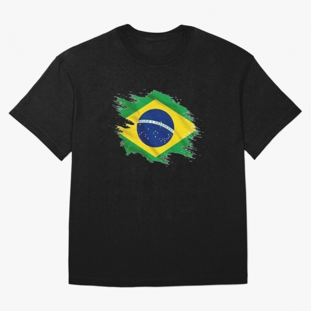 Brazil Flag Artistic Brush Stroke - Modern Flag Design T-Shirt Classic T-Shirt Make Every Match About FIFA World Cup 2026 Group Stage Spirit, Highlighting France and Portugal, Cristiano Ronaldo, Fan Favorite Moments, National Team Passion, Big