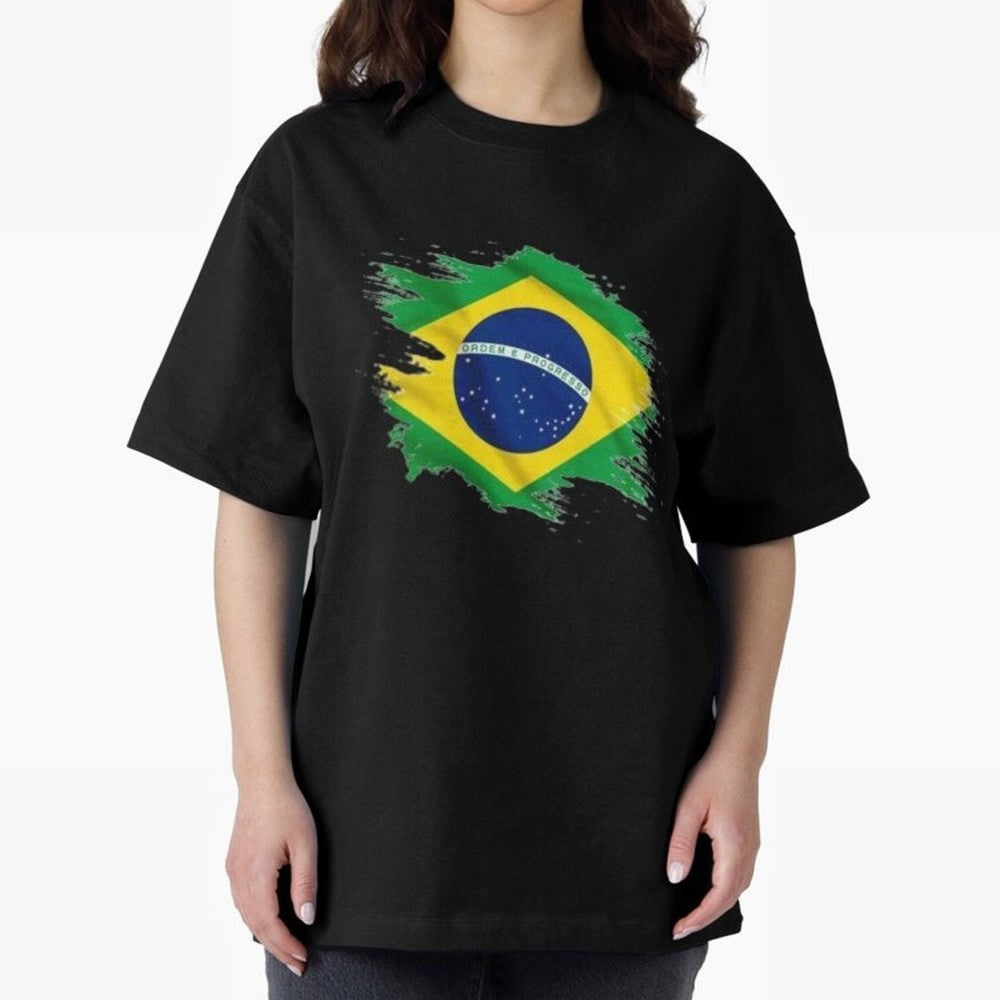 Brazil Flag Artistic Brush Stroke - Modern Flag Design T-Shirt Classic T-Shirt Make Every Match About FIFA World Cup 2026 Group Stage Spirit, Highlighting France and Portugal, Cristiano Ronaldo, Fan Favorite Moments, National Team Passion, Big