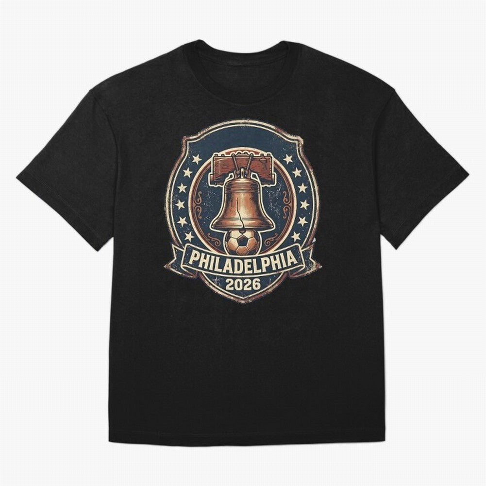 Philadelphia 2026 World Cup Host City Vintage Football Badge ¡ª Liberty Bell Soccer Crest Classic T-Shirt Feel the Heartbeat of FIFA World Cup 2026 Group Stage Connected to Haaland and Mbappe, England, France and Netherlands Energy, Football