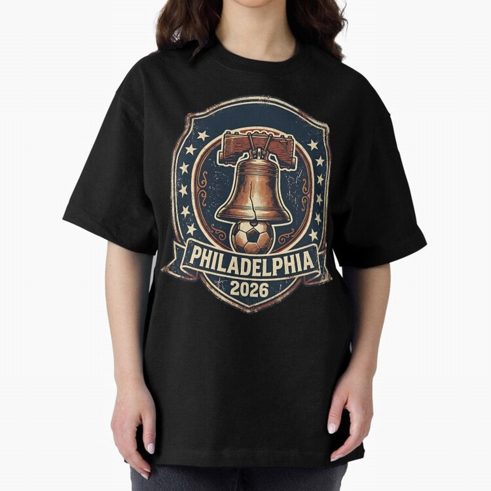 Philadelphia 2026 World Cup Host City Vintage Football Badge ¡ª Liberty Bell Soccer Crest Classic T-Shirt Feel the Heartbeat of FIFA World Cup 2026 Group Stage Connected to Haaland and Mbappe, England, France and Netherlands Energy, Football