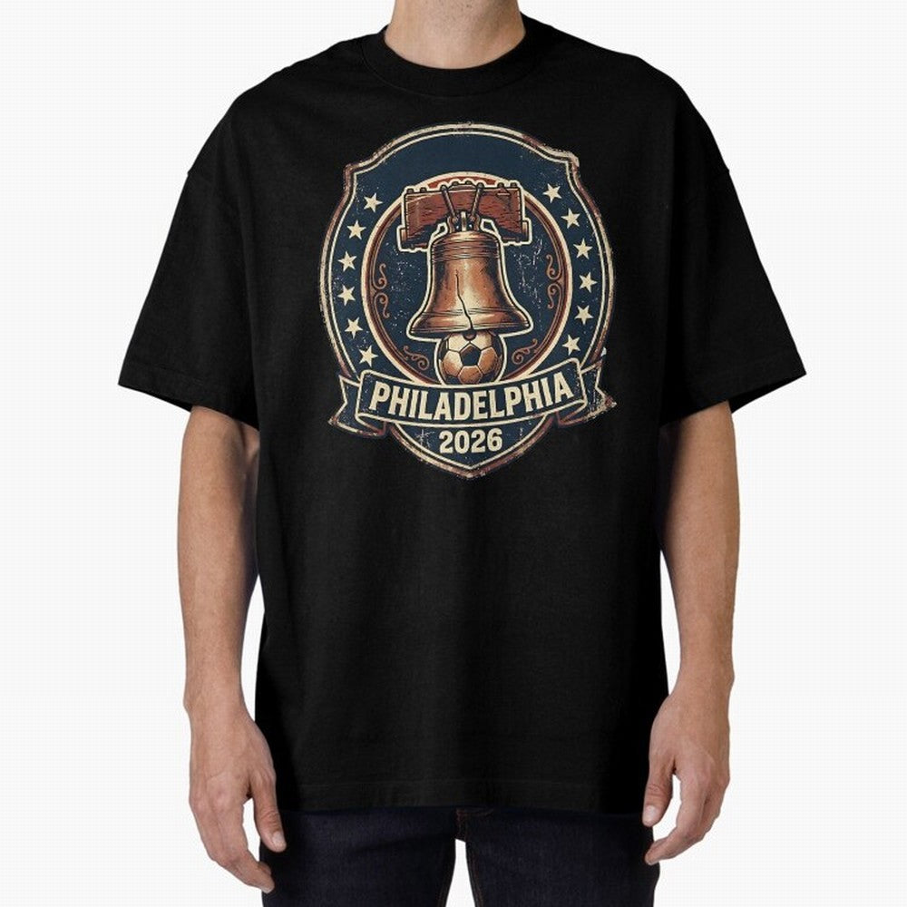 Philadelphia 2026 World Cup Host City Vintage Football Badge ¡ª Liberty Bell Soccer Crest Classic T-Shirt Feel the Heartbeat of FIFA World Cup 2026 Group Stage Connected to Haaland and Mbappe, England, France and Netherlands Energy, Football