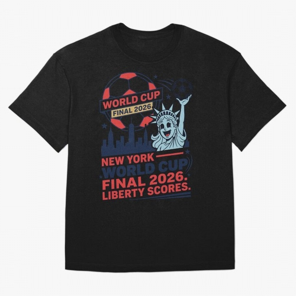 New York World Cup Final 2026 ¡ª Liberty Scores V1 Classic T-Shirt Bring Trophy Dreams to FIFA World Cup 2026 Group Stage Driven by Neymar, Portugal Energy, Classic Soccer Heritage, Championship Pressure, Fan Loyalty and International Pride; Ideal