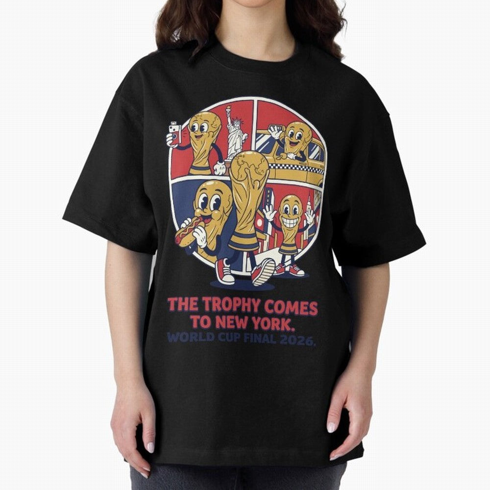 The Trophy Comes to New York ¡ª World Cup Final V2 Classic T-Shirt Show Support during Match Day Hype around FIFA World Cup 2026 Group Stage, Messi, CR7 and Mbappe, Portugal, Match Day Excitement, Supporter Culture, Golden Goals and Global Football