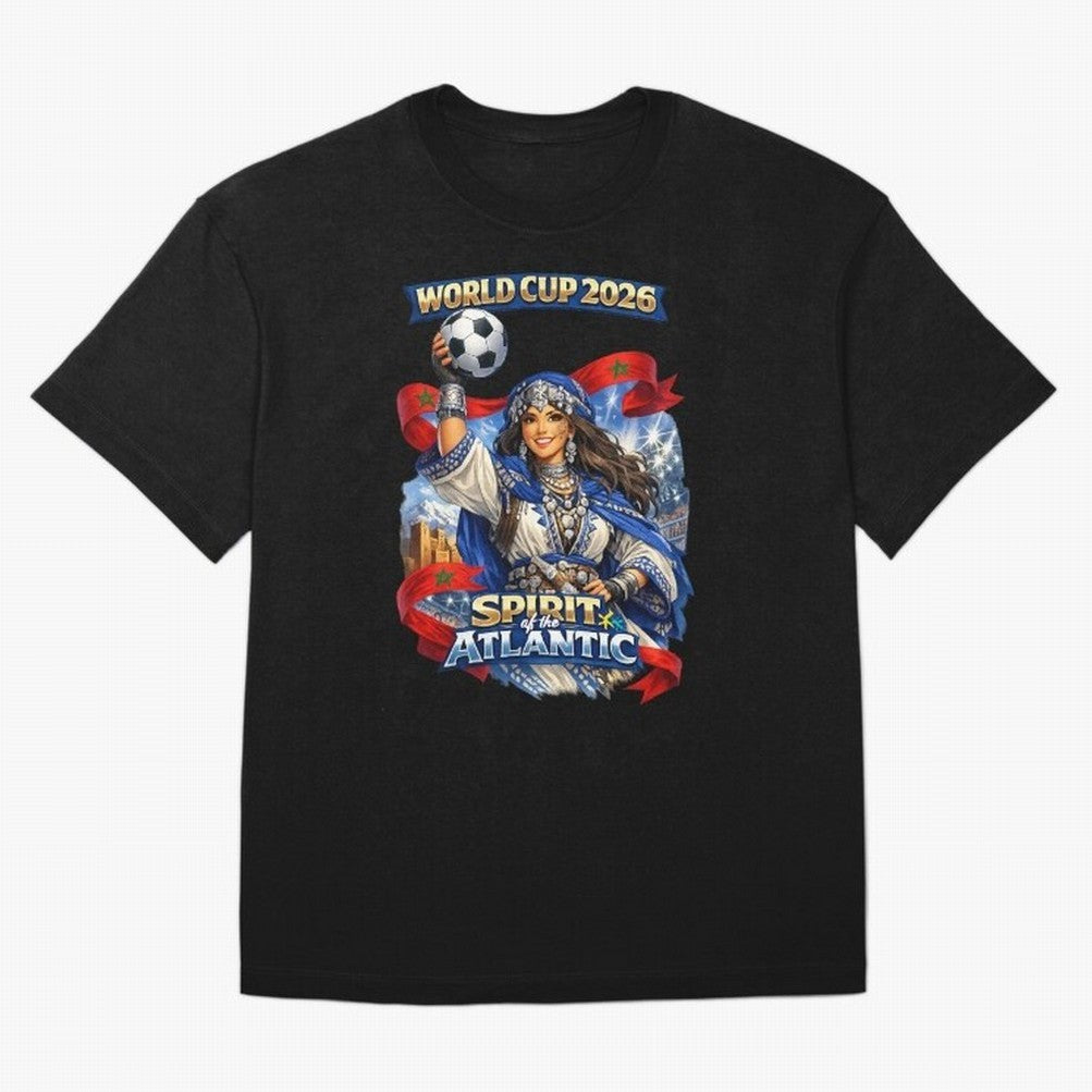 Moroccan World Cup 2026 Spirit Classic T-Shirt Showcase the FIFA World Cup 2026 Group Stage Journey through Messi and Cristiano Ronaldo Highlights, England, France and Netherlands Pride, Classic Soccer Heritage, Championship Pressure, Fan Loyalty