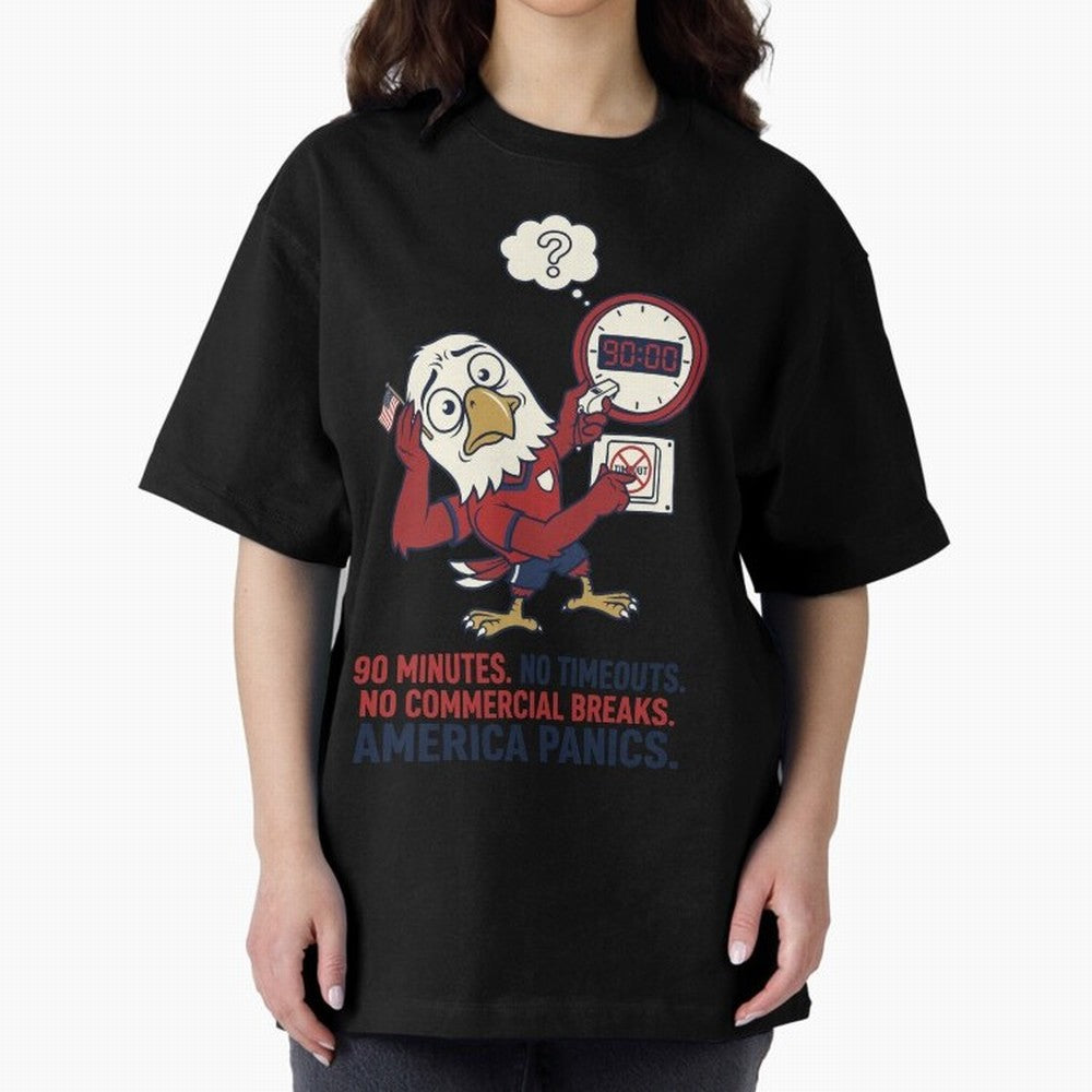 America Panics ¡ª No Timeouts No Commercials V1 Classic T-Shirt Show Championship Spirit for FIFA World Cup 2026 USA Canada Mexico for Fans of Neymar and Brazil, Portugal and Argentina, Bringing Global Supporter Spirit, Legendary Goals, National