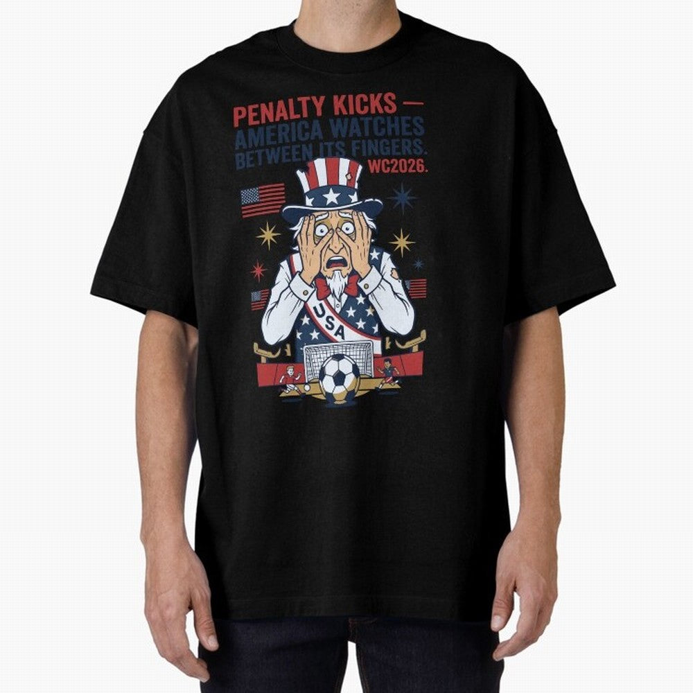 Penalty Kicks ¡ª America Watches Between Its Fingers V1 Classic T-Shirt Celebrate Global Passion for the FIFA World Cup 2026 Group Stage Journey through CR7 and Messi Highlights, France and Portugal Pride, Supporter Pride, Iconic Celebrations,