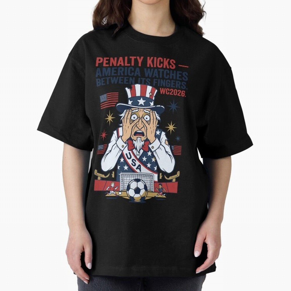 Penalty Kicks ¡ª America Watches Between Its Fingers V1 Classic T-Shirt Celebrate Global Passion for the FIFA World Cup 2026 Group Stage Journey through CR7 and Messi Highlights, France and Portugal Pride, Supporter Pride, Iconic Celebrations,