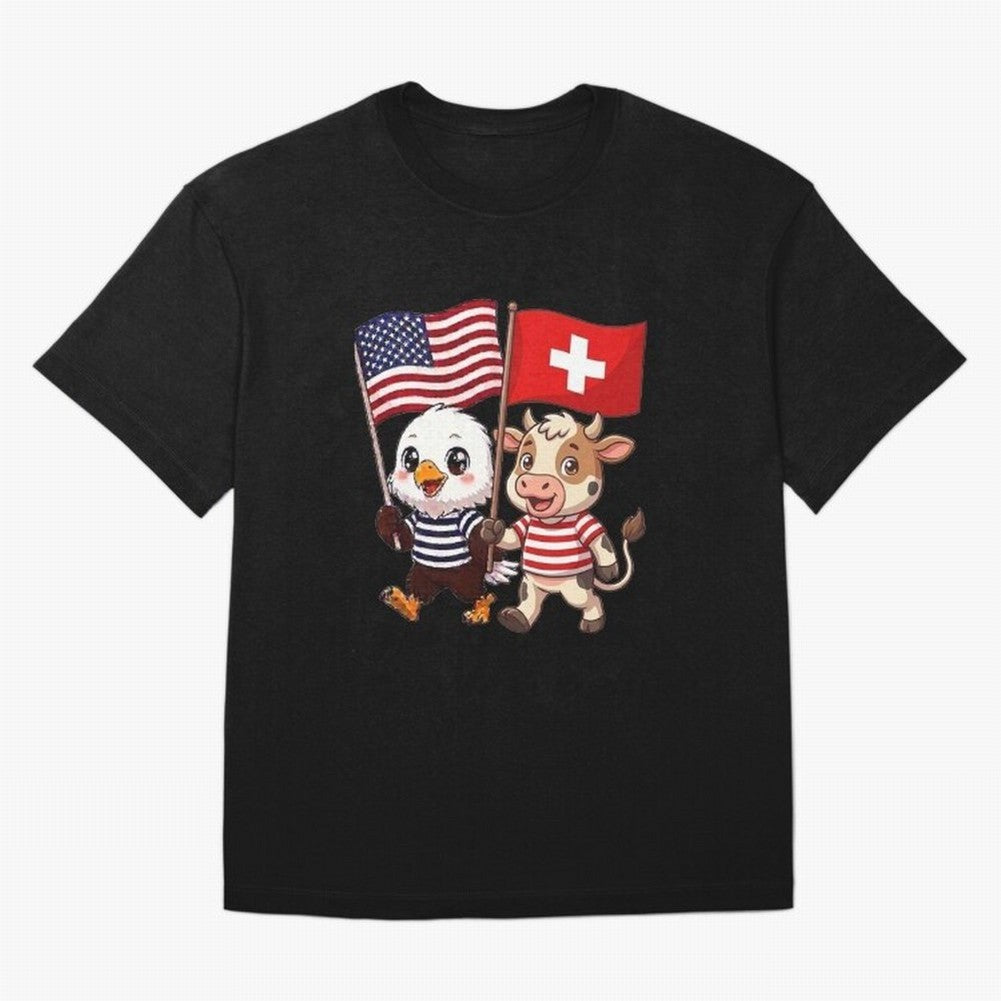 The American eagle and its friend, the Swiss calf Classic T-Shirt Embrace FIFA World Cup 2026 Featuring Messi, CR7 and Mbappe, England and Germany Energy, Championship Spirit, Famous Goals, Roaring Crowds and International Football Unity; Great for