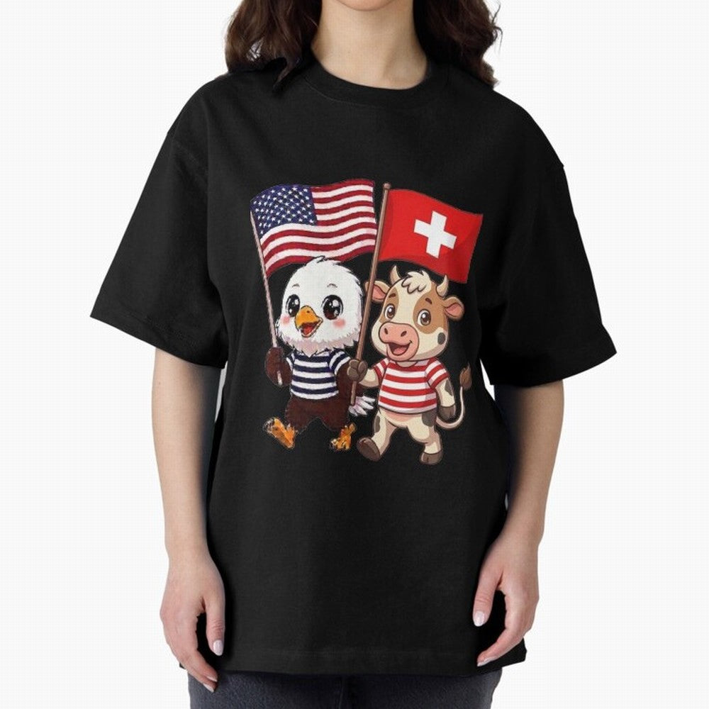 The American eagle and its friend, the Swiss calf Classic T-Shirt Embrace FIFA World Cup 2026 Featuring Messi, CR7 and Mbappe, England and Germany Energy, Championship Spirit, Famous Goals, Roaring Crowds and International Football Unity; Great for