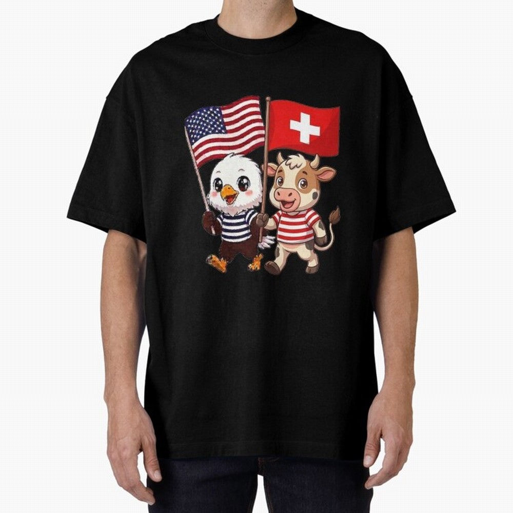 The American eagle and its friend, the Swiss calf Classic T-Shirt Embrace FIFA World Cup 2026 Featuring Messi, CR7 and Mbappe, England and Germany Energy, Championship Spirit, Famous Goals, Roaring Crowds and International Football Unity; Great for