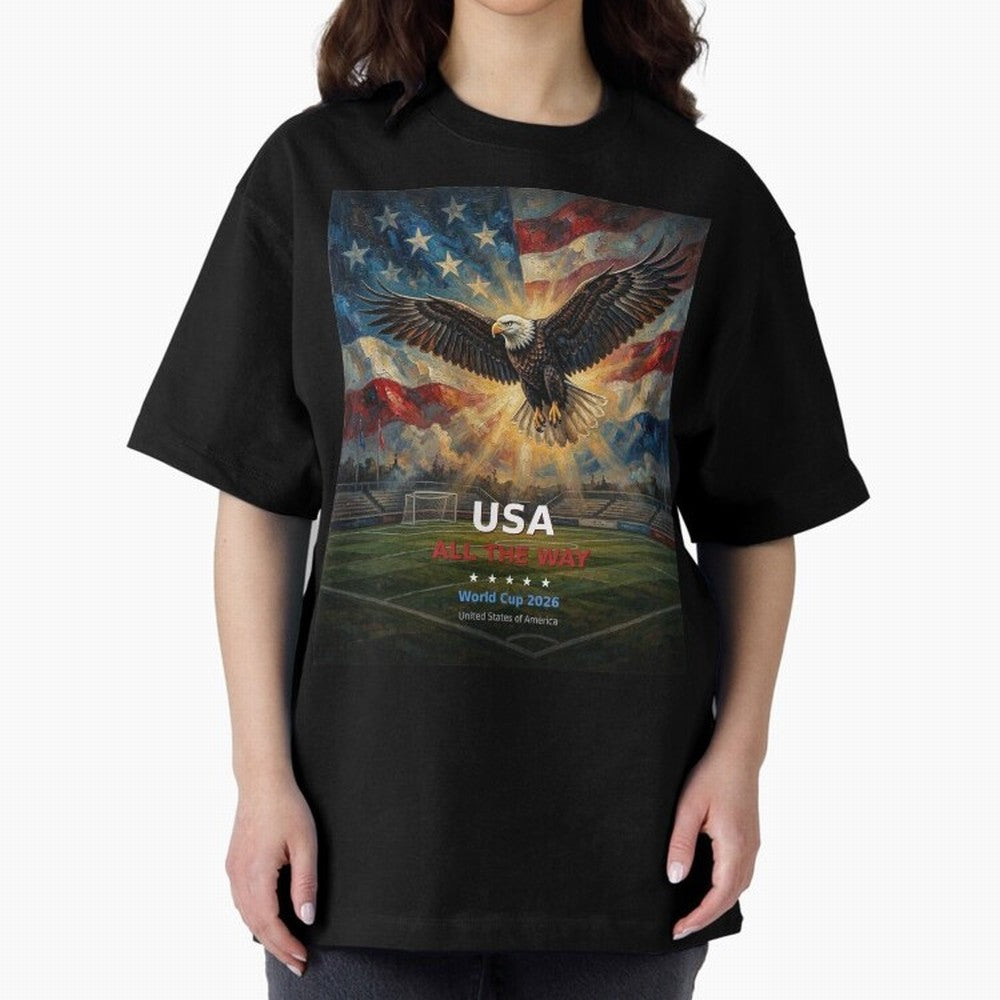 USA All The Way - American Eagle Soccer World Cup 2026 Tee Classic T-Shirt Celebrate Match Day Hype around FIFA World Cup 2026 Group Stage, Messi and Cristiano Ronaldo, Brazil, Portugal and Argentina, Stadium Chants, National Pride, Trophy Dreams