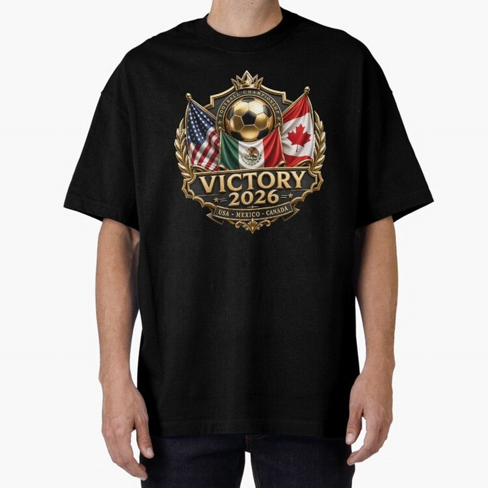 Victory 2026 USA Mexico Canada Football Crest Classic T-Shirt Feel FIFA World Cup 2026 Group Stage Spirit, Driven by Portugal, Spain and Germany, CR7 and Messi, Tournament Hype, Historic Matchups, Family Viewing Parties and Global Sports Pride;