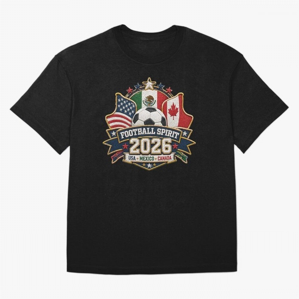 Football Spirit 2026 USA Mexico Canada Patch Design Classic T-Shirt Treasure the FIFA World Cup 2026 Group Stage Journey through CR7 Highlights, England Pride, Football History, Final Match Energy, Crowd Noise and Once in a Lifetime Moments; Ideal