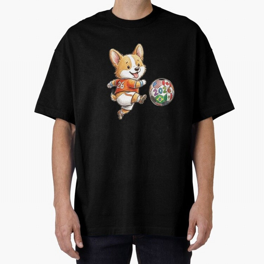 Cute Corgi Soccer Striker - 2026 World Cup Orange Jersey Classic T-Shirt Build FIFA World Cup 2026 Group Stage Spirit, Filled with England and Germany, Haaland, Stadium Memories, Football Loyalty, International Chants and Championship Tradition;