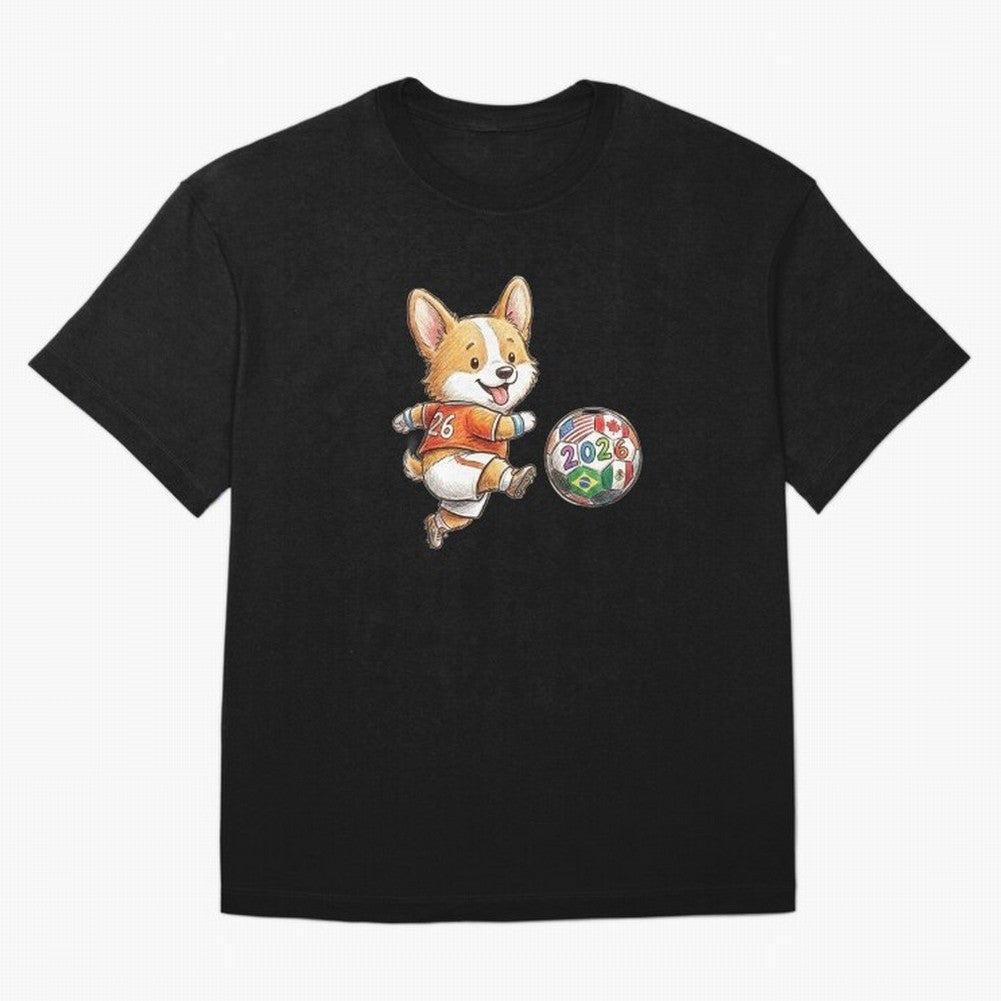 Cute Corgi Soccer Striker - 2026 World Cup Orange Jersey Classic T-Shirt Build FIFA World Cup 2026 Group Stage Spirit, Filled with England and Germany, Haaland, Stadium Memories, Football Loyalty, International Chants and Championship Tradition;