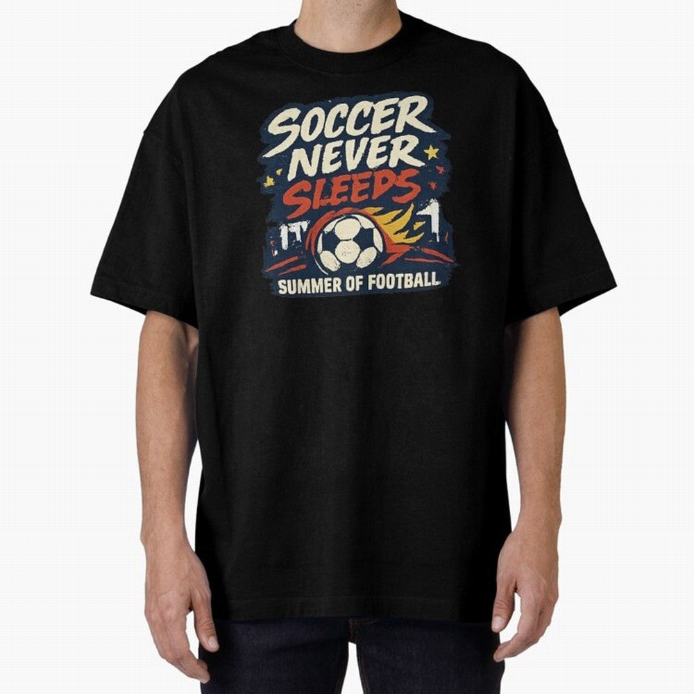 Soccer Never Sleeps Summer of Football Vintage Soccer Fan Tee Classic T-Shirt Celebrate Fan Culture around the FIFA World Cup 2026 USA Canada Mexico Journey through Neymar, Haaland and Cristiano Ronaldo Highlights, Argentina, France and Brazil