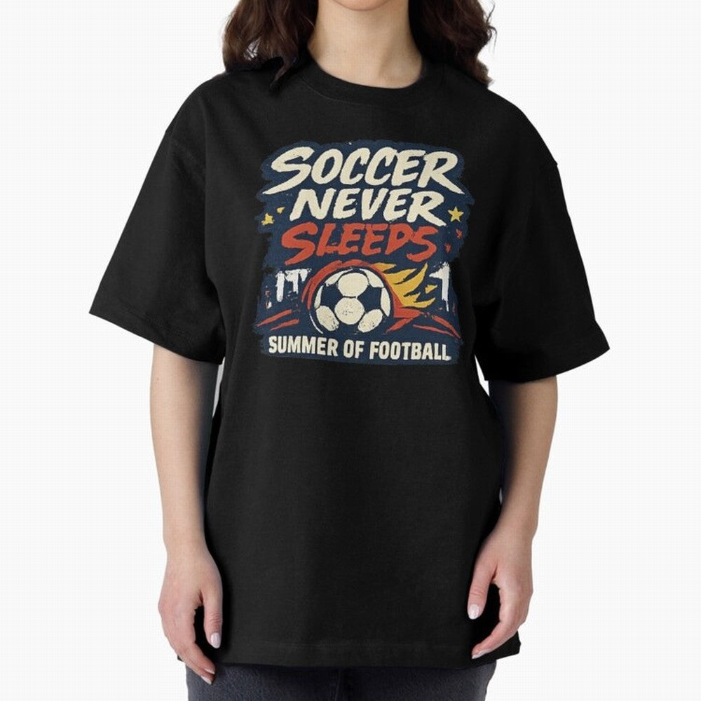 Soccer Never Sleeps Summer of Football Vintage Soccer Fan Tee Classic T-Shirt Celebrate Fan Culture around the FIFA World Cup 2026 USA Canada Mexico Journey through Neymar, Haaland and Cristiano Ronaldo Highlights, Argentina, France and Brazil