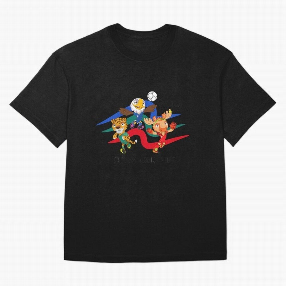 Kids World Cup26 Host Country Mascots Action Classic T-Shirt Celebrate Soccer Greatness during Match Day Hype around FIFA World Cup 2026, Messi, Brazil, Vintage Soccer Flavor, Modern Football Stars, National Flags and Final Night Emotion; Made for