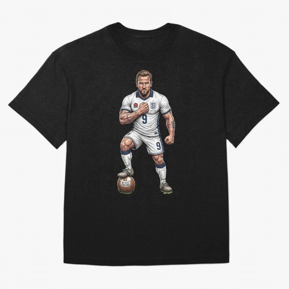English Soccer Warrior Hyper-Realistic Poster Classic T-Shirt Relive Legendary Nights from FIFA World Cup 2026 Group Stage Connected to Messi and Cristiano Ronaldo, Netherlands Energy, Vintage Soccer Flavor, Modern Football Stars, National Flags