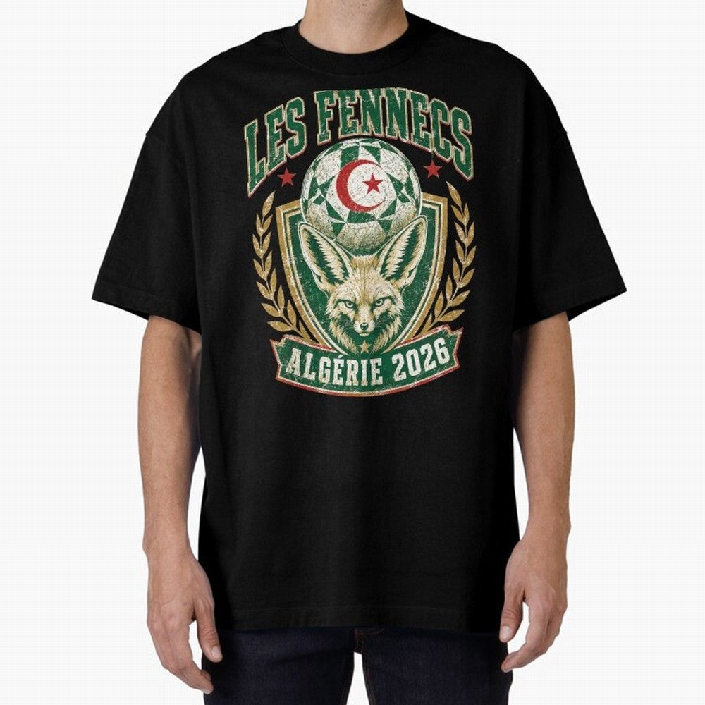 Les Fennecs Alg¨¦rie 2026 World Cup Soccer T-Shirt Classic T-Shirt Celebrate Unforgettable Nights in FIFA World Cup 2026 Spirit, Centered on France, CR7, Championship Spirit, Famous Goals, Roaring Crowds and International Football Unity; Great for