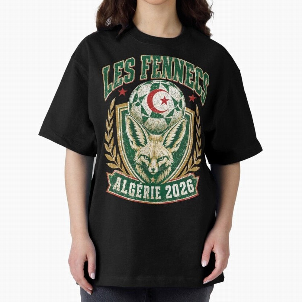 Les Fennecs Alg¨¦rie 2026 World Cup Soccer T-Shirt Classic T-Shirt Celebrate Unforgettable Nights in FIFA World Cup 2026 Spirit, Centered on France, CR7, Championship Spirit, Famous Goals, Roaring Crowds and International Football Unity; Great for