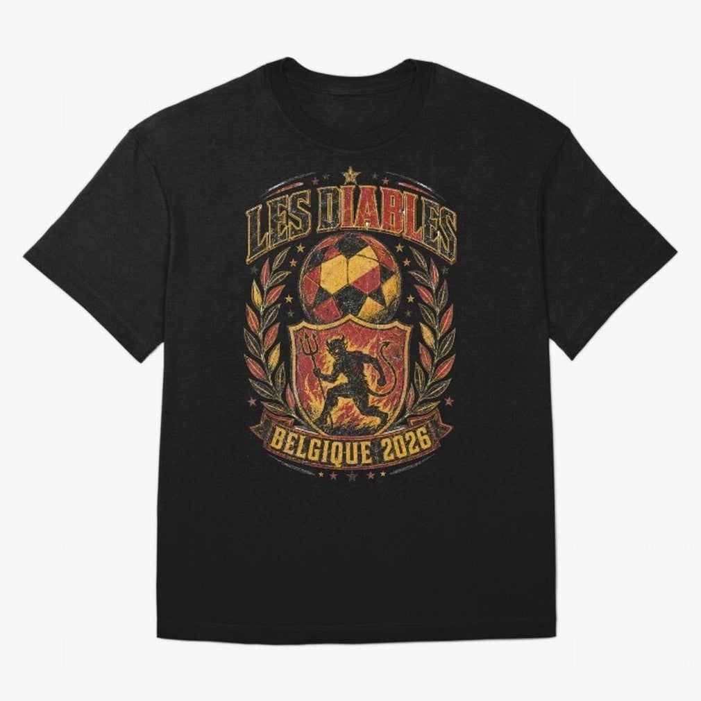Les Diables Rouges Belgique 2026 World Cup Soccer T-Shirt Classic T-Shirt Mark Global Football Passion for FIFA World Cup 2026 USA Canada Mexico, with Messi, Neymar and Mbappe, Brazil, Retro Football Energy, Iconic Rivalries, Trophy Chase Drama and
