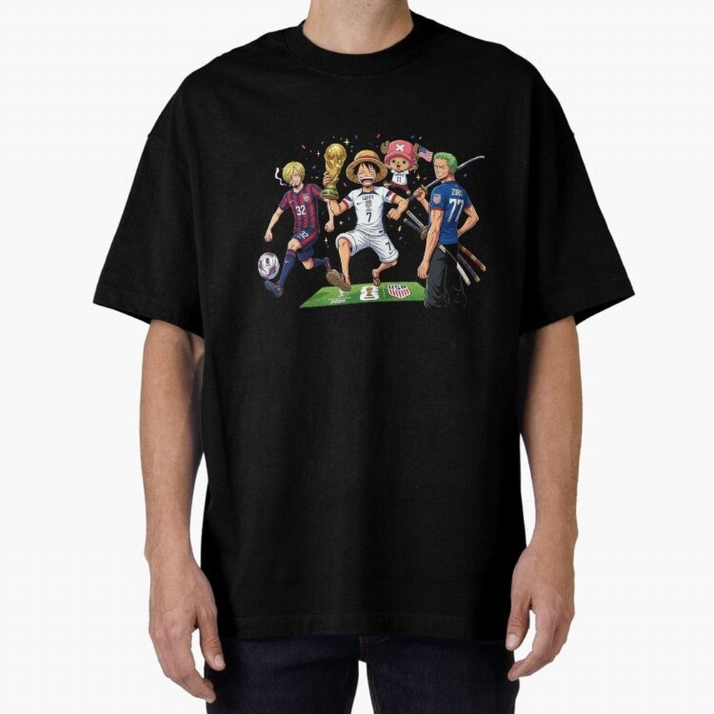 One Piece Characters Celebrating World Cup 2026 USA Classic T-Shirt Celebrate Global Passion for FIFA World Cup 2026 Filled with Haaland, Portugal, Spain and Germany Energy, Global Supporter Spirit, Legendary Goals, National Colors and Tournament