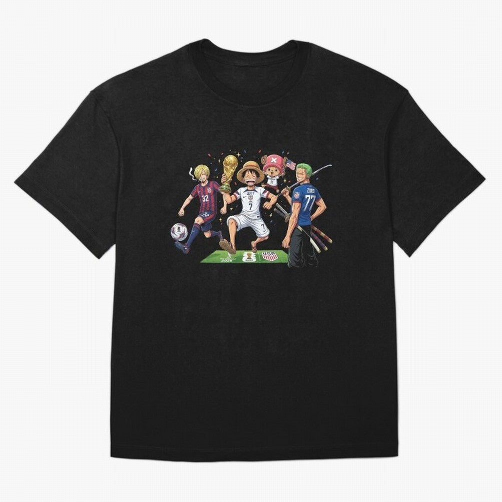 One Piece Characters Celebrating World Cup 2026 USA Classic T-Shirt Celebrate Global Passion for FIFA World Cup 2026 Filled with Haaland, Portugal, Spain and Germany Energy, Global Supporter Spirit, Legendary Goals, National Colors and Tournament
