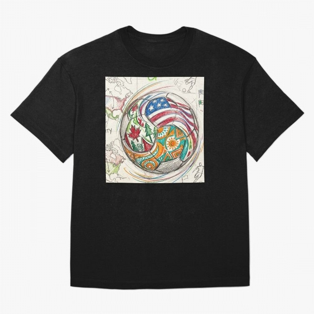 FIFA 2026 World Cup Unity Ball - Hand-Drawn Host Nations Art Classic T-Shirt Bring Retro Soccer Energy to FIFA World Cup 2026 Spirit, Highlighting Argentina, Messi, Champion Mindset, Group Stage Buzz, Knockout Tension and Passionate Fan Culture;